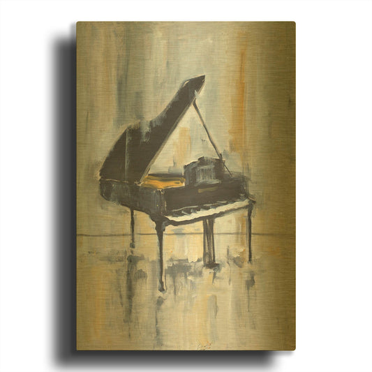 'Piano In Gold 2' By JD Gold Metal Wall Art