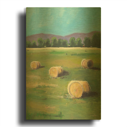 'Hay Rolls' By JD Gold Metal Wall Art