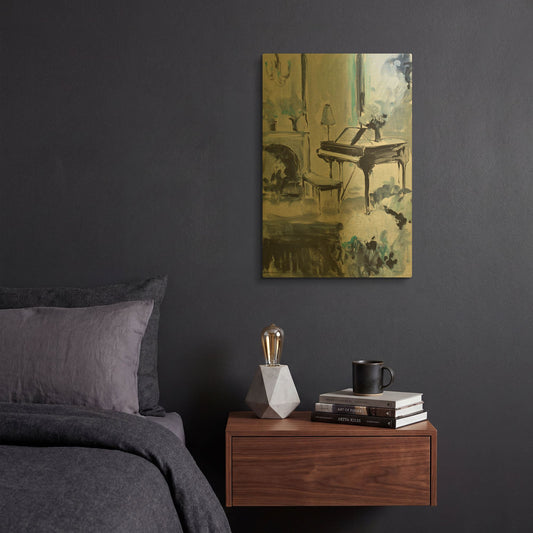'Piano In Blue 3' By JD Gold Metal Wall Art