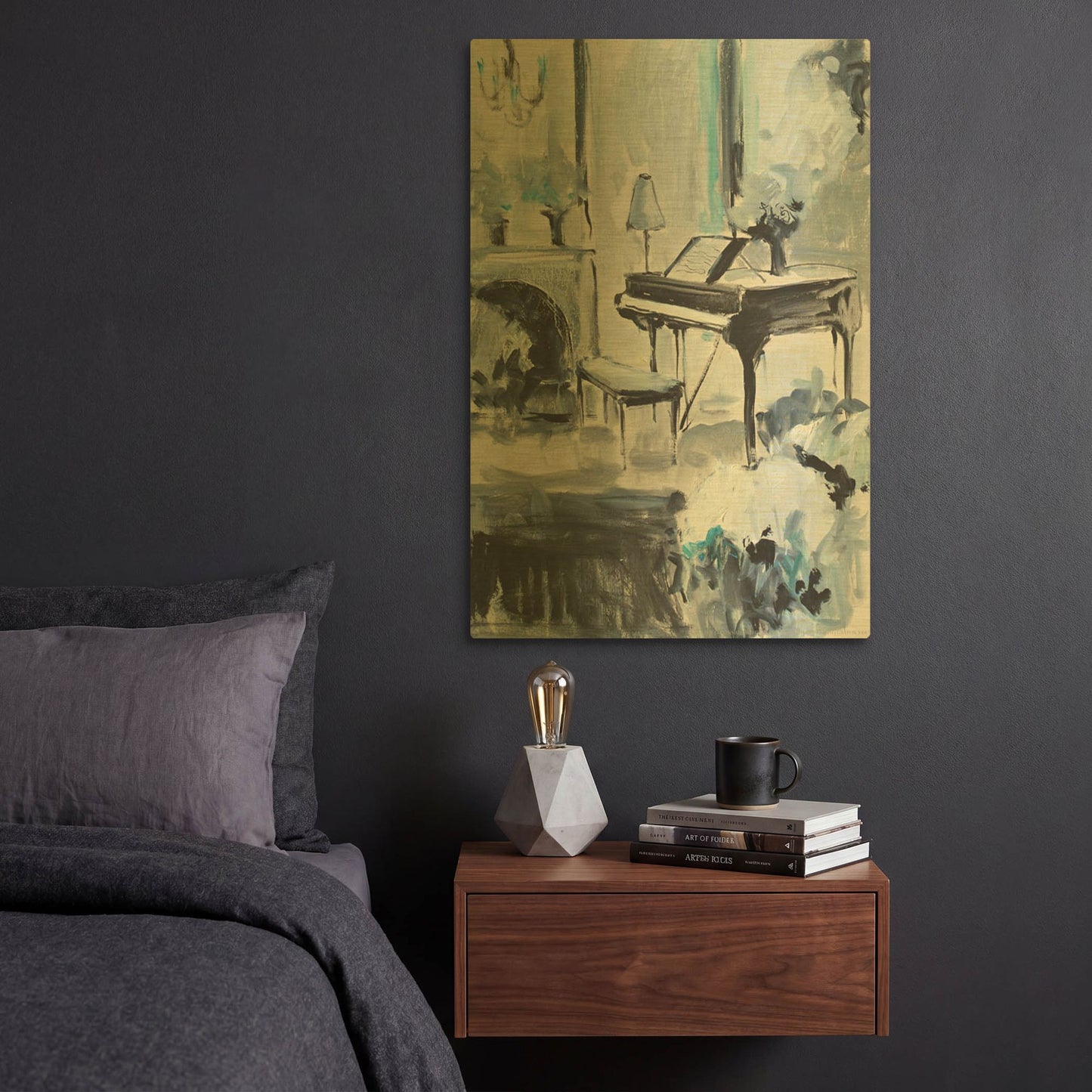 'Piano In Blue 3' By JD Gold Metal Wall Art