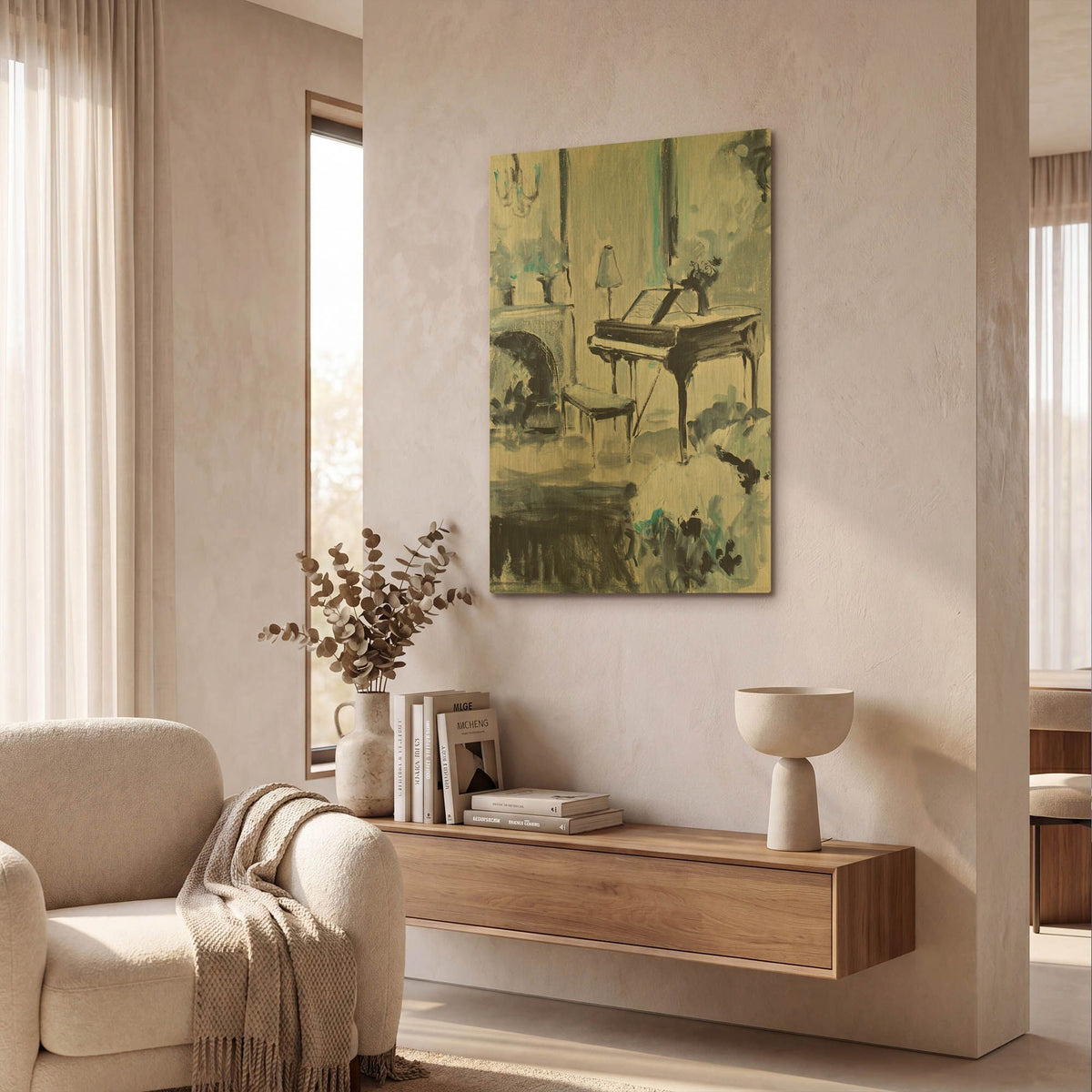 'Piano In Blue 3' By JD Gold Metal Wall Art