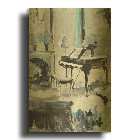 'Piano In Blue 3' By JD Gold Metal Wall Art