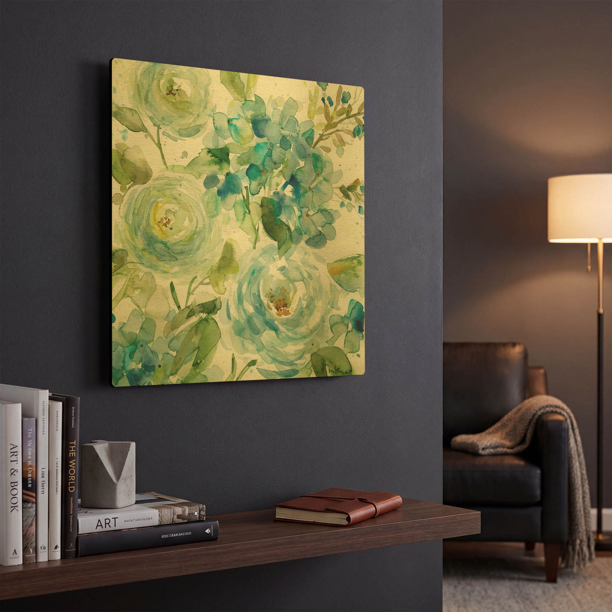 'Cool Watercolor Floral' By JD Gold Metal Wall Art
