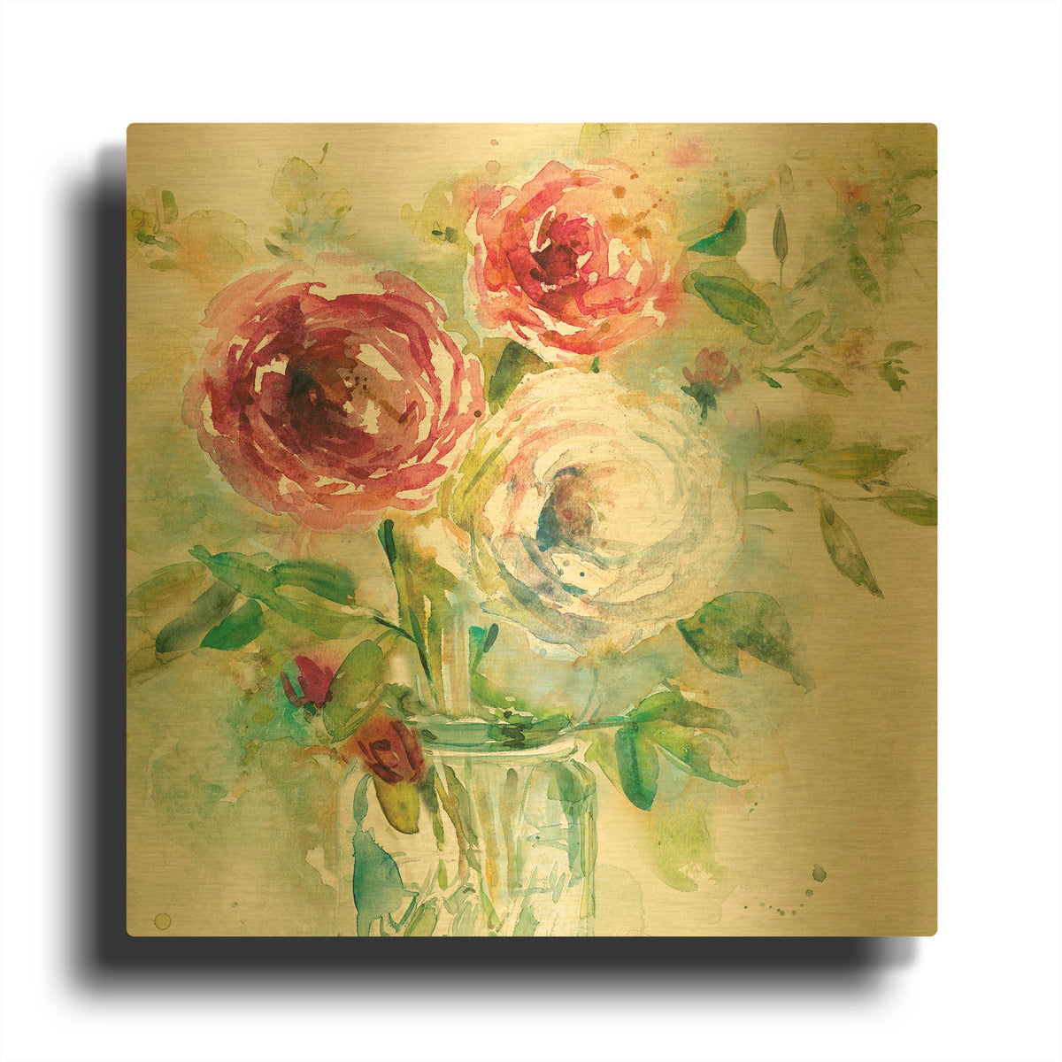 'Garden Jar 1' By JD Gold Metal Wall Art