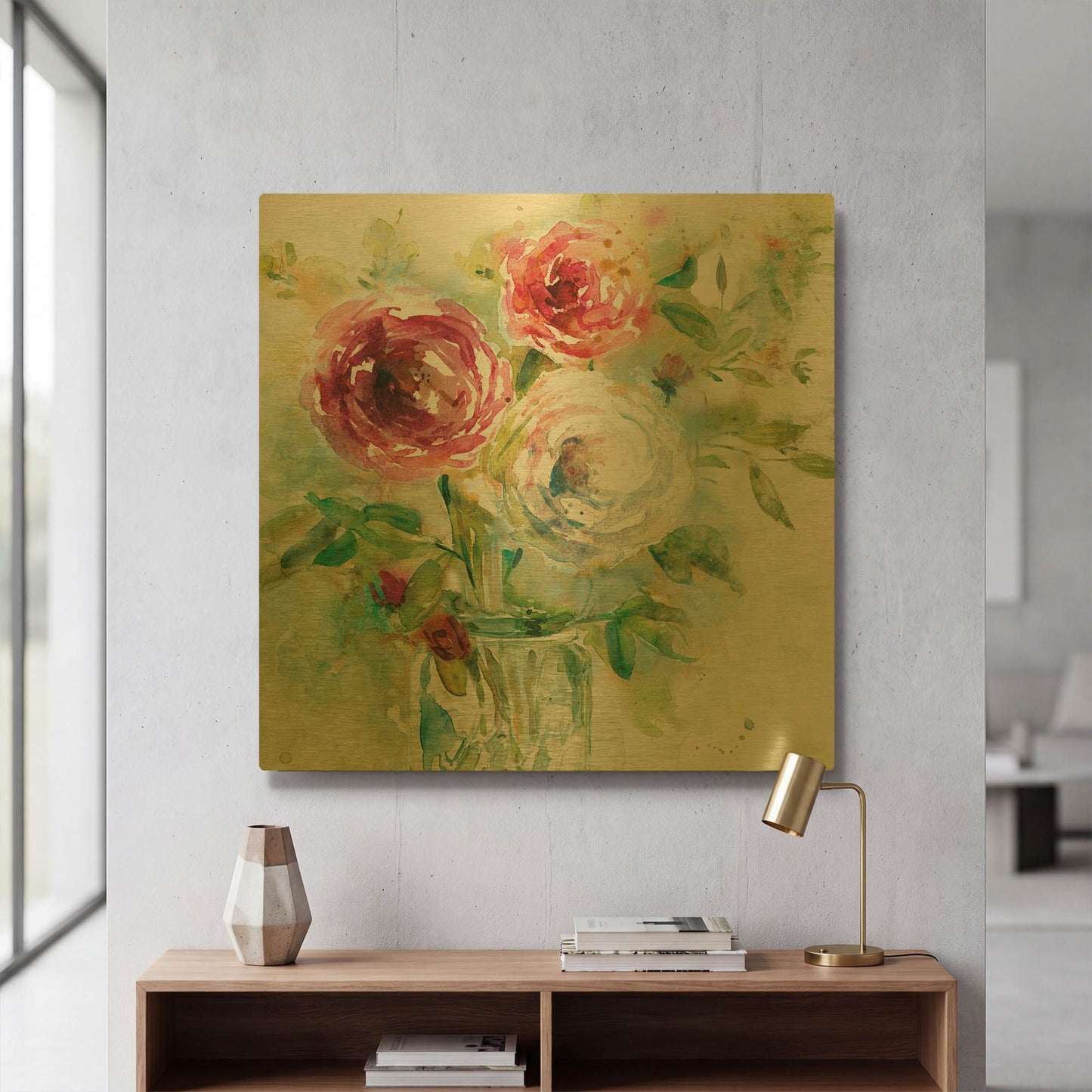 'Garden Jar 1' By JD Gold Metal Wall Art