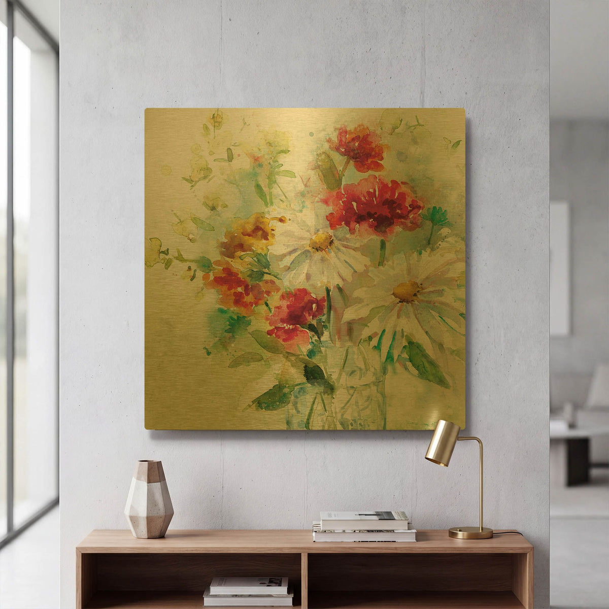 'Garden Jar 2' By JD Gold Metal Wall Art