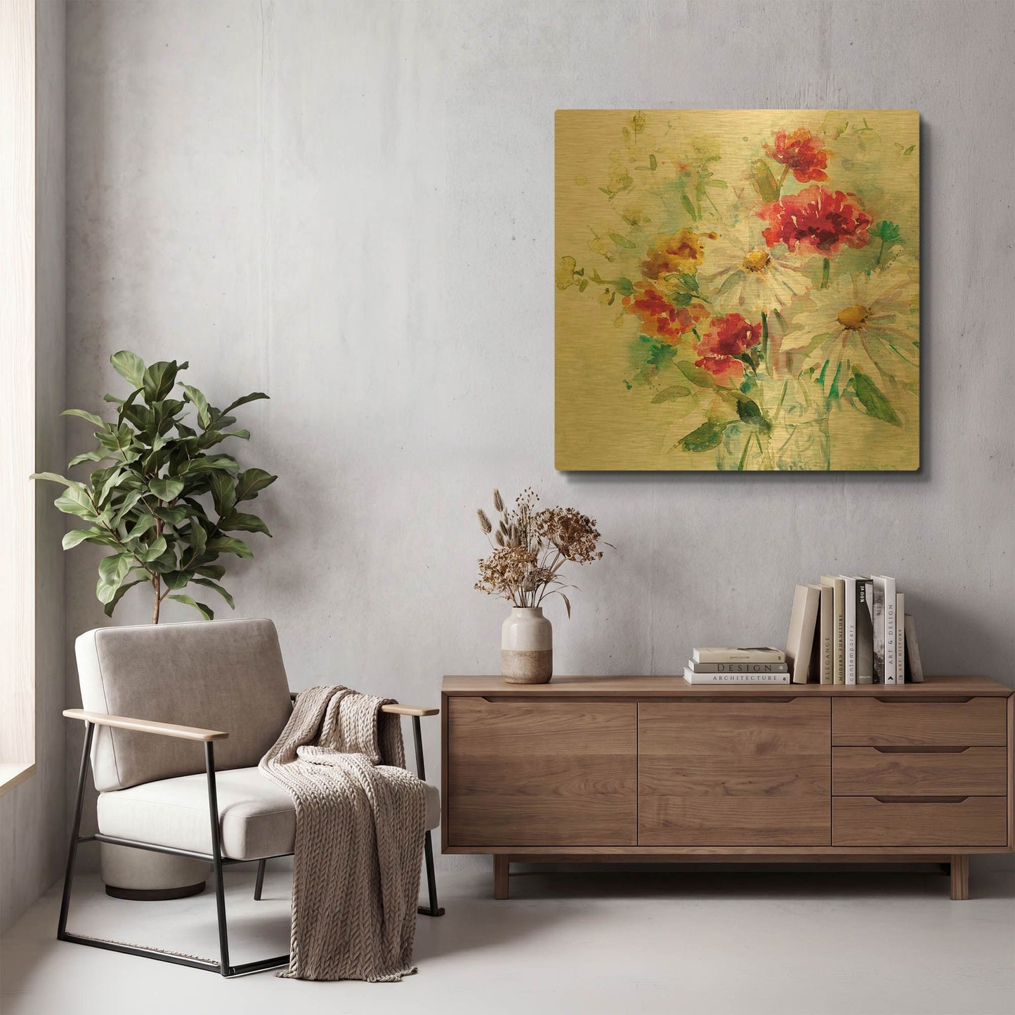 'Garden Jar 2' By JD Gold Metal Wall Art
