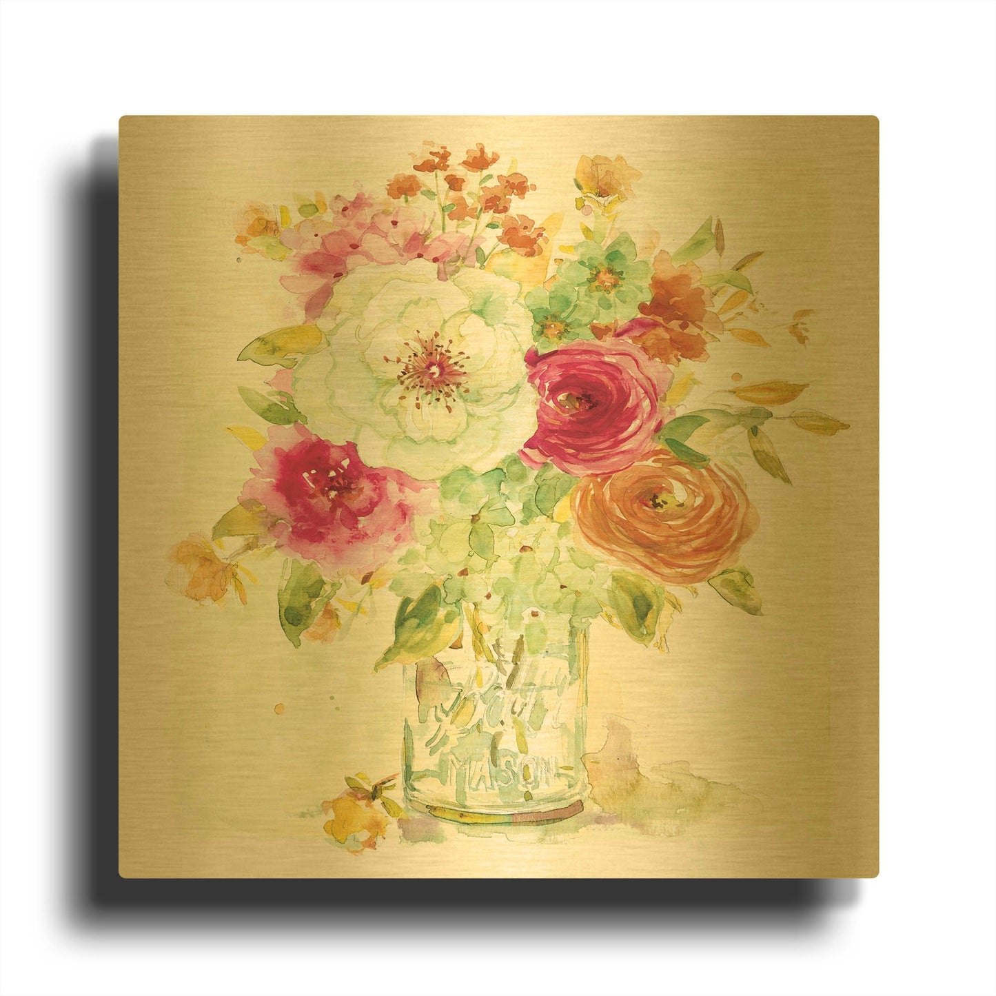'Garden Jar 5' By JD Gold Metal Wall Art