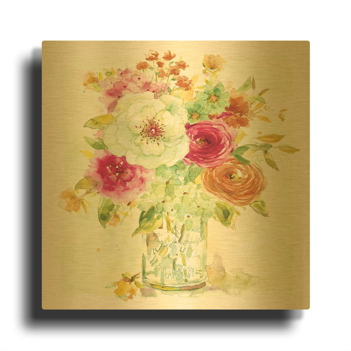 'Garden Jar 5' By JD Gold Metal Wall Art