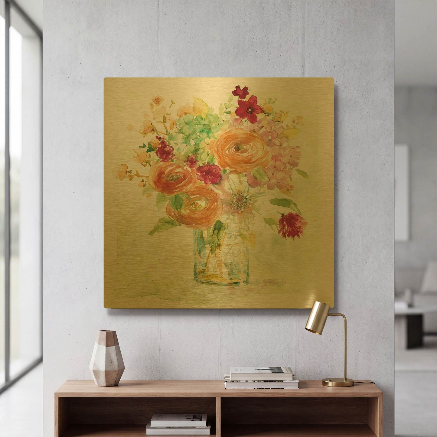 'Garden Jar 6' By JD Gold Metal Wall Art