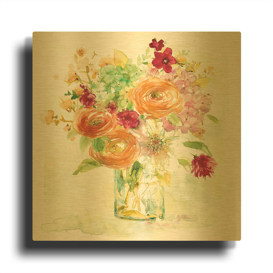 'Garden Jar 6' By JD Gold Metal Wall Art