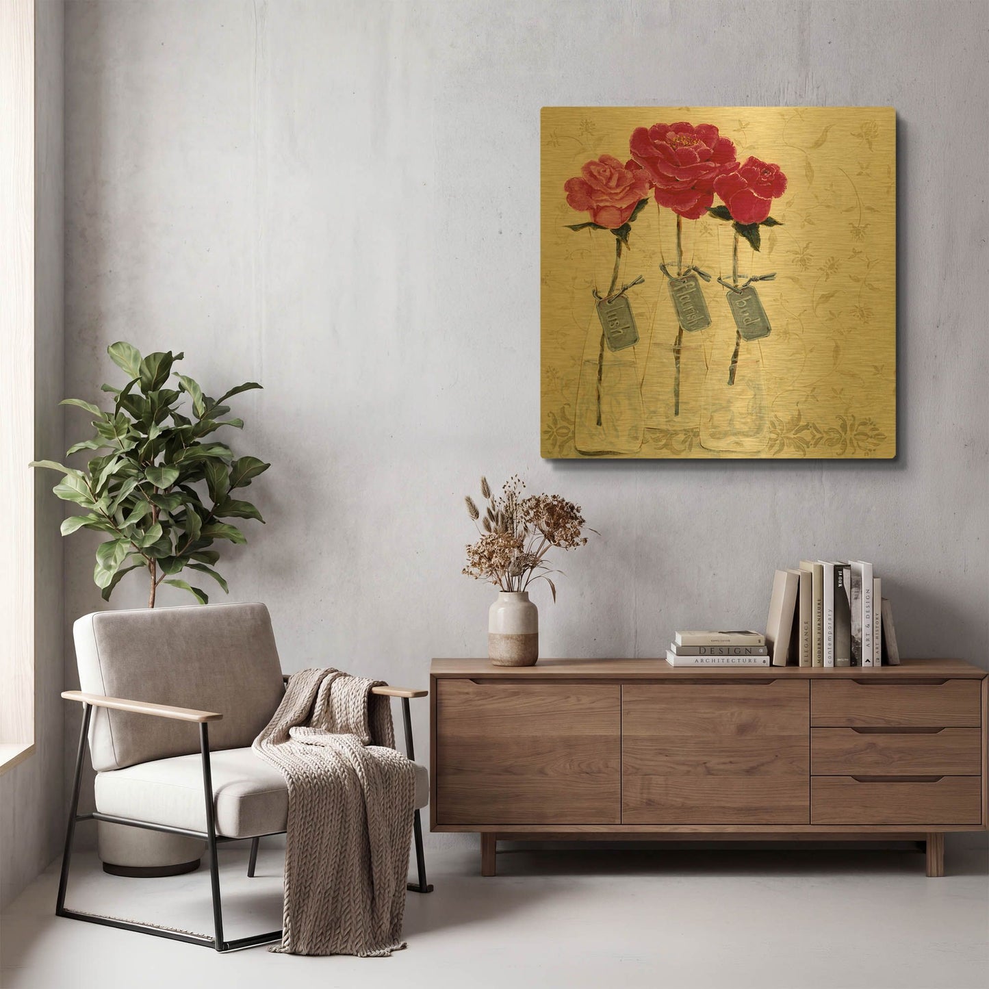 'Inspired Pink' By JD Gold Metal Wall Art