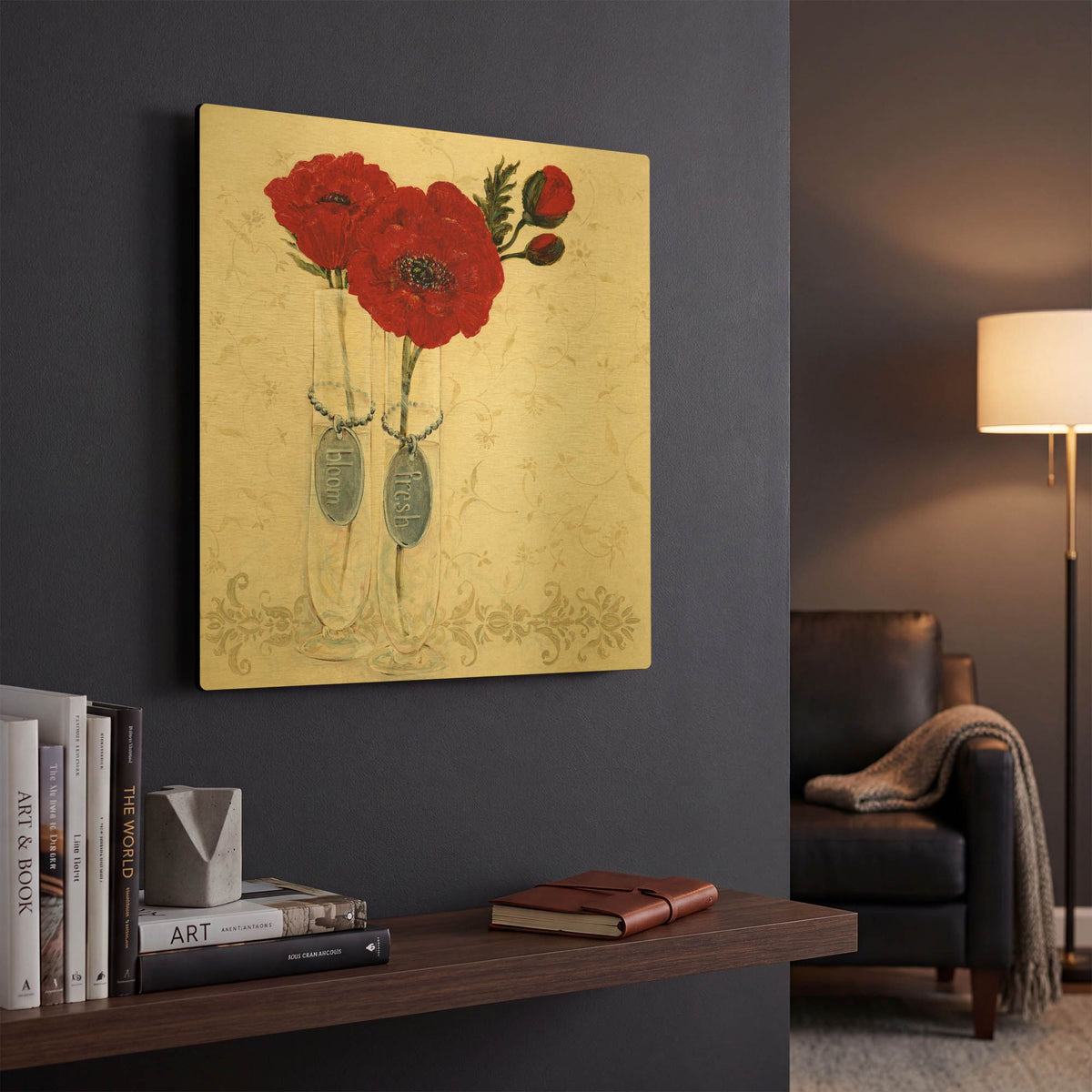 'Inspired Red' By JD Gold Metal Wall Art