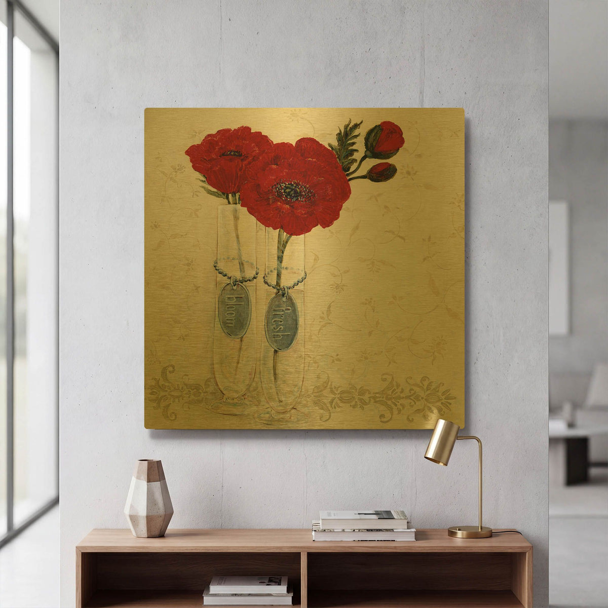 'Inspired Red' By JD Gold Metal Wall Art