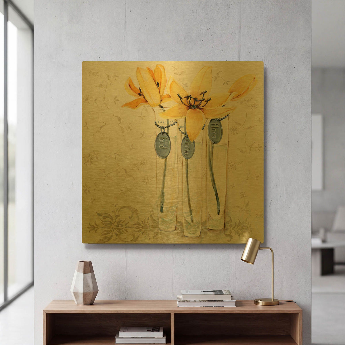 'Inspired Yellow' By JD Gold Metal Wall Art