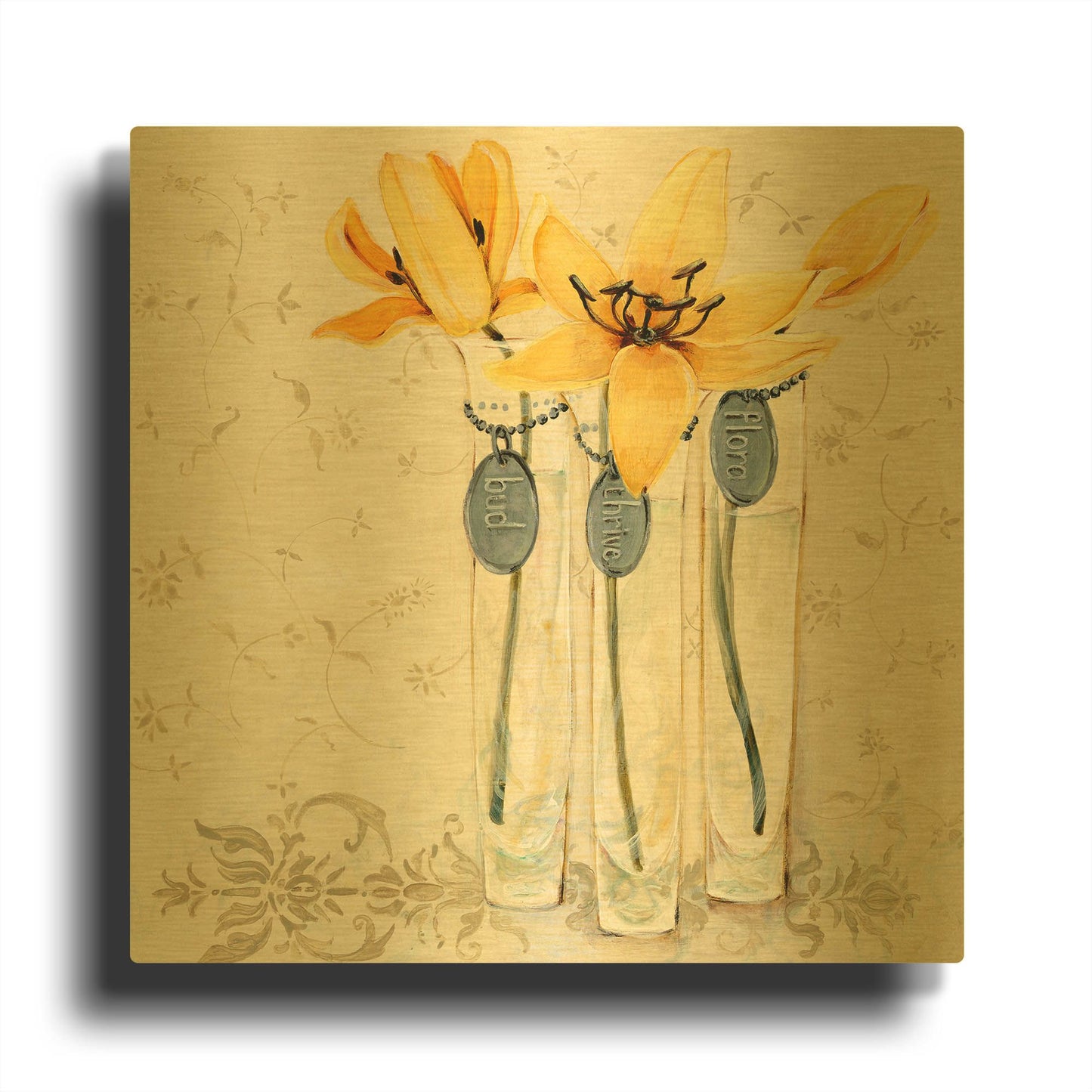 'Inspired Yellow' By JD Gold Metal Wall Art