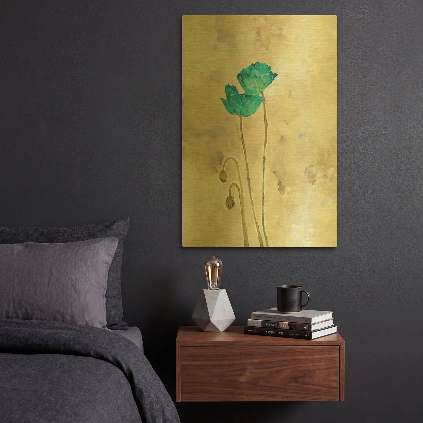 'Tealqoise Flowers 1' By JD Gold Metal Wall Art