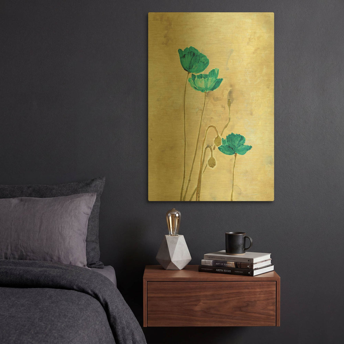 'Tealqoise Flowers 2' By JD Gold Metal Wall Art