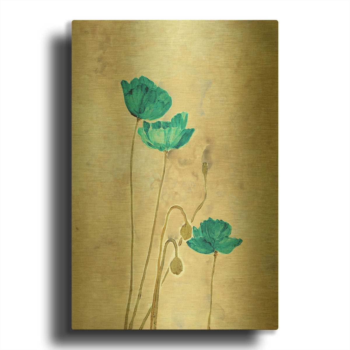 'Tealqoise Flowers 2' By JD Gold Metal Wall Art