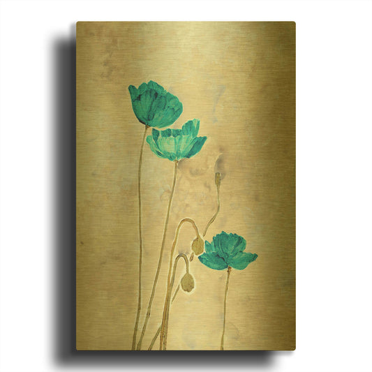 'Tealqoise Flowers 2' By JD Gold Metal Wall Art
