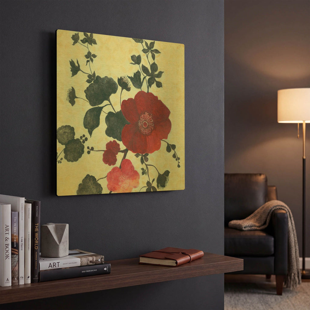 'Japanese Blossoms 1' By JD Gold Metal Wall Art