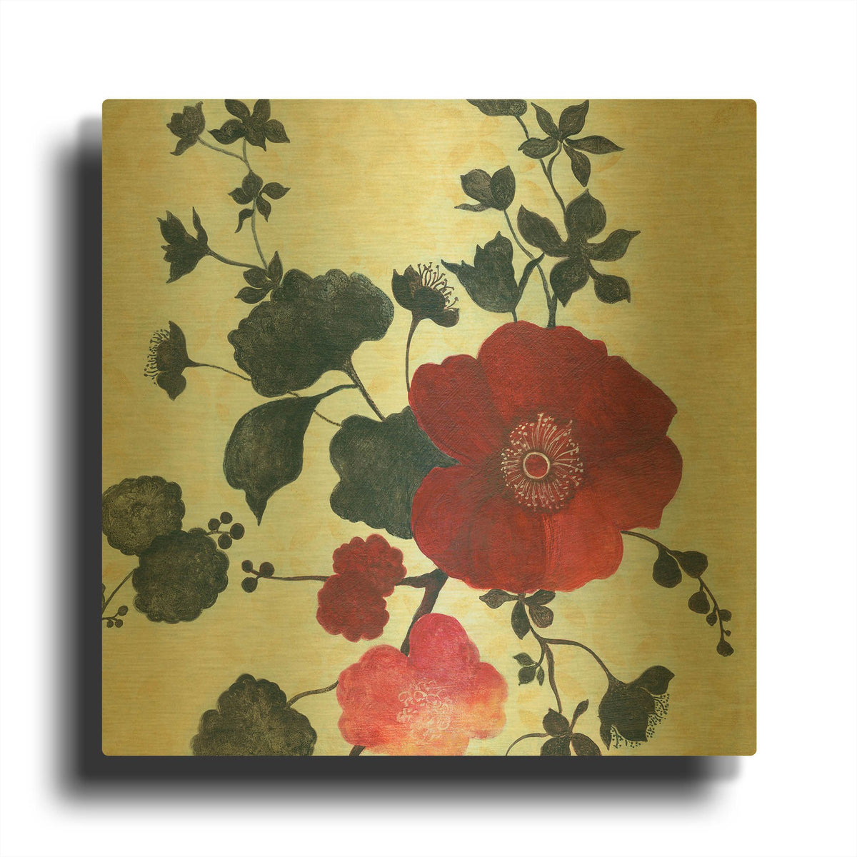 'Japanese Blossoms 1' By JD Gold Metal Wall Art