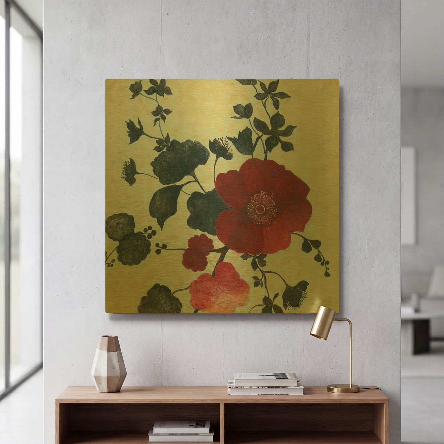 'Japanese Blossoms 1' By JD Gold Metal Wall Art