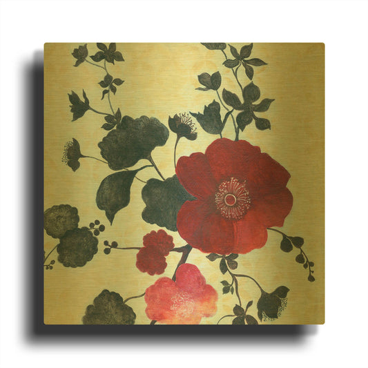 'Japanese Blossoms 1' By JD Gold Metal Wall Art