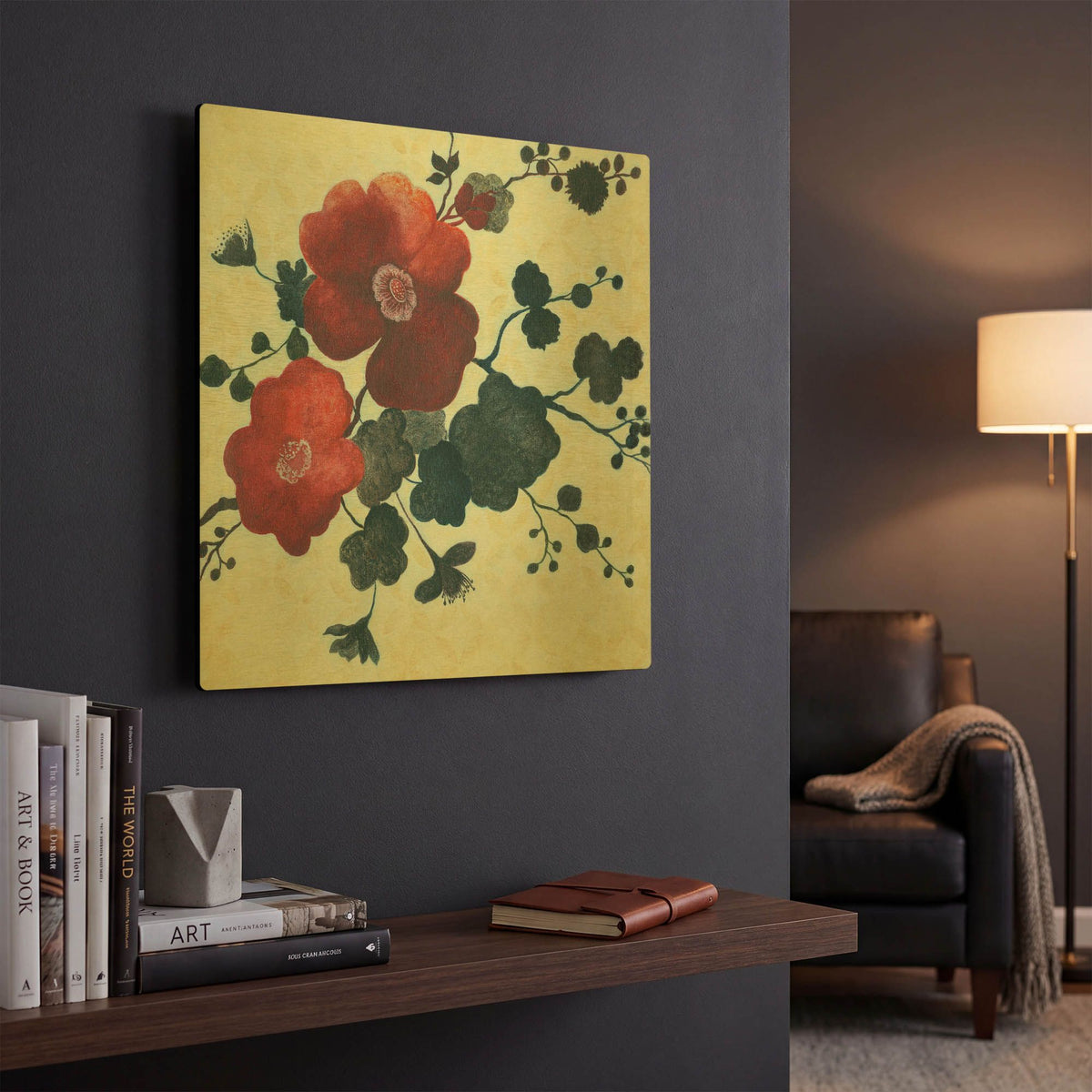 'Japanese Blossoms 2' By JD Gold Metal Wall Art