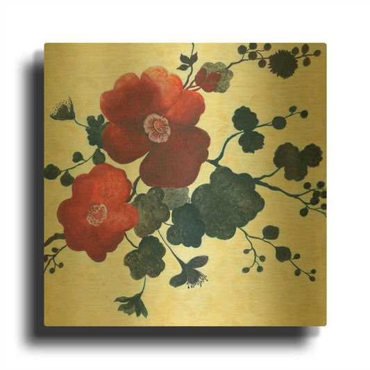 'Japanese Blossoms 2' By JD Gold Metal Wall Art