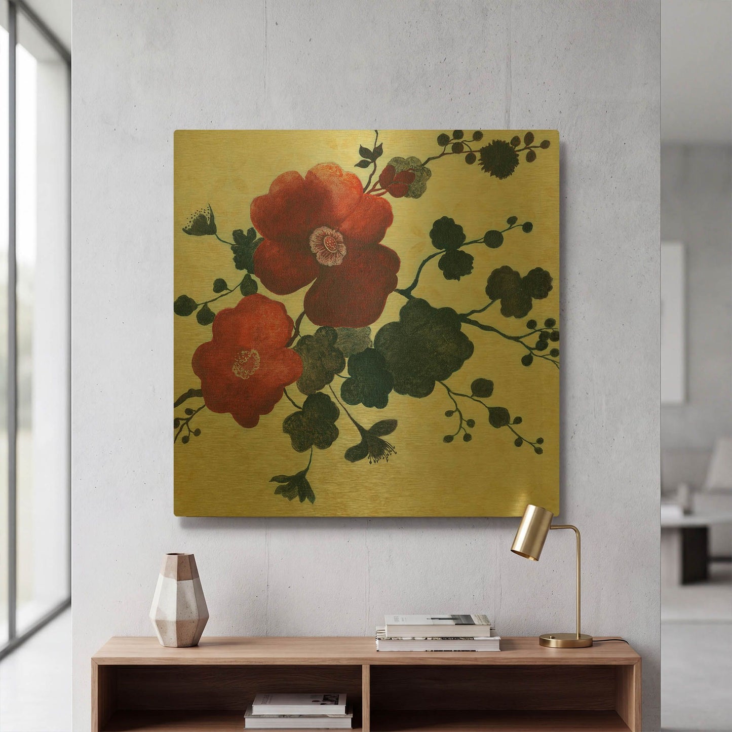 'Japanese Blossoms 2' By JD Gold Metal Wall Art