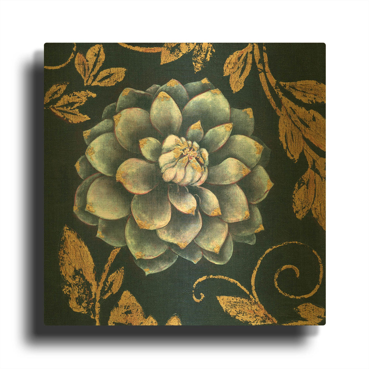 'Gold Tip Floral 1' By JD Gold Metal Wall Art