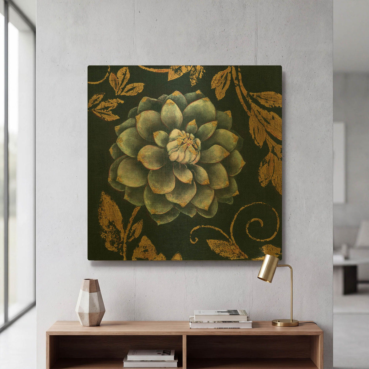 'Gold Tip Floral 1' By JD Gold Metal Wall Art