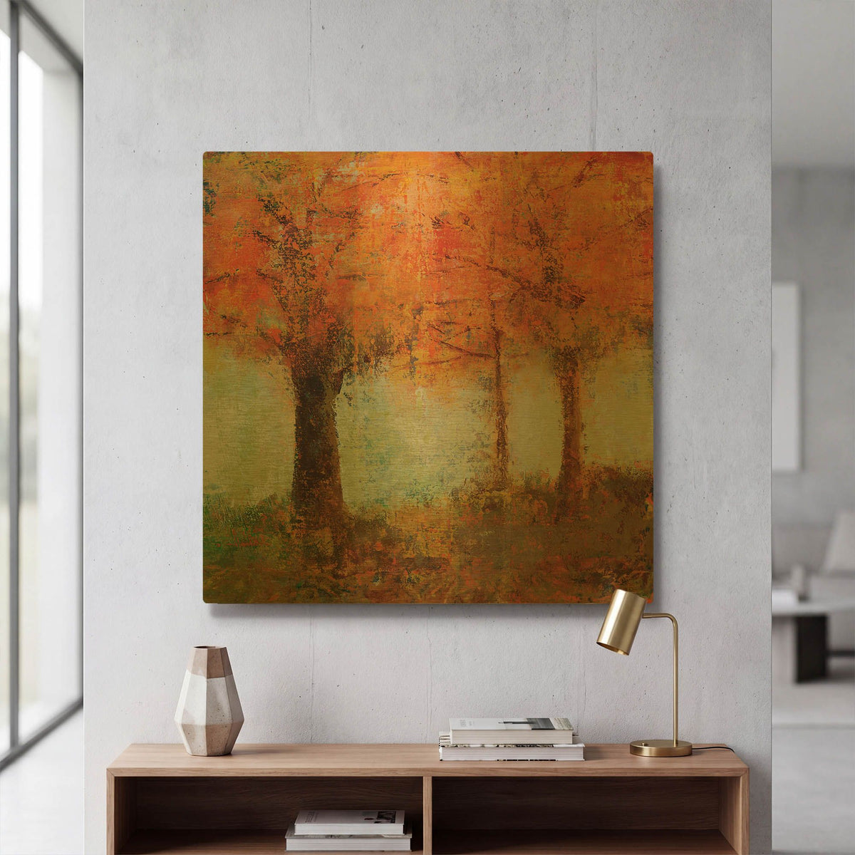 'Fall Trees' By JD Gold Metal Wall Art