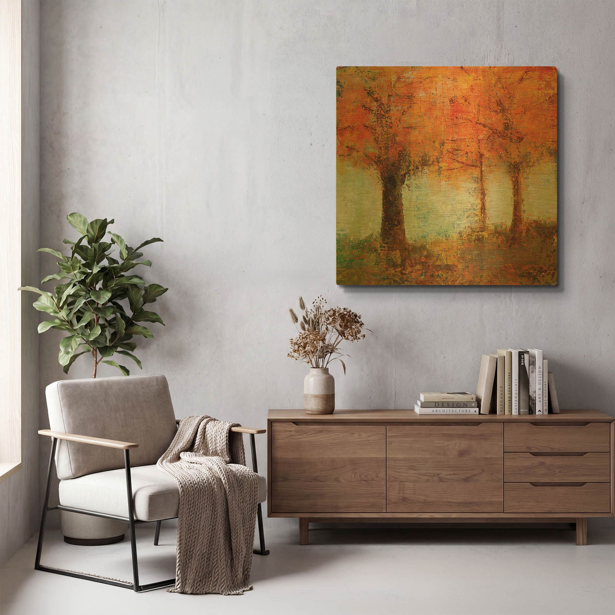 'Fall Trees' By JD Gold Metal Wall Art