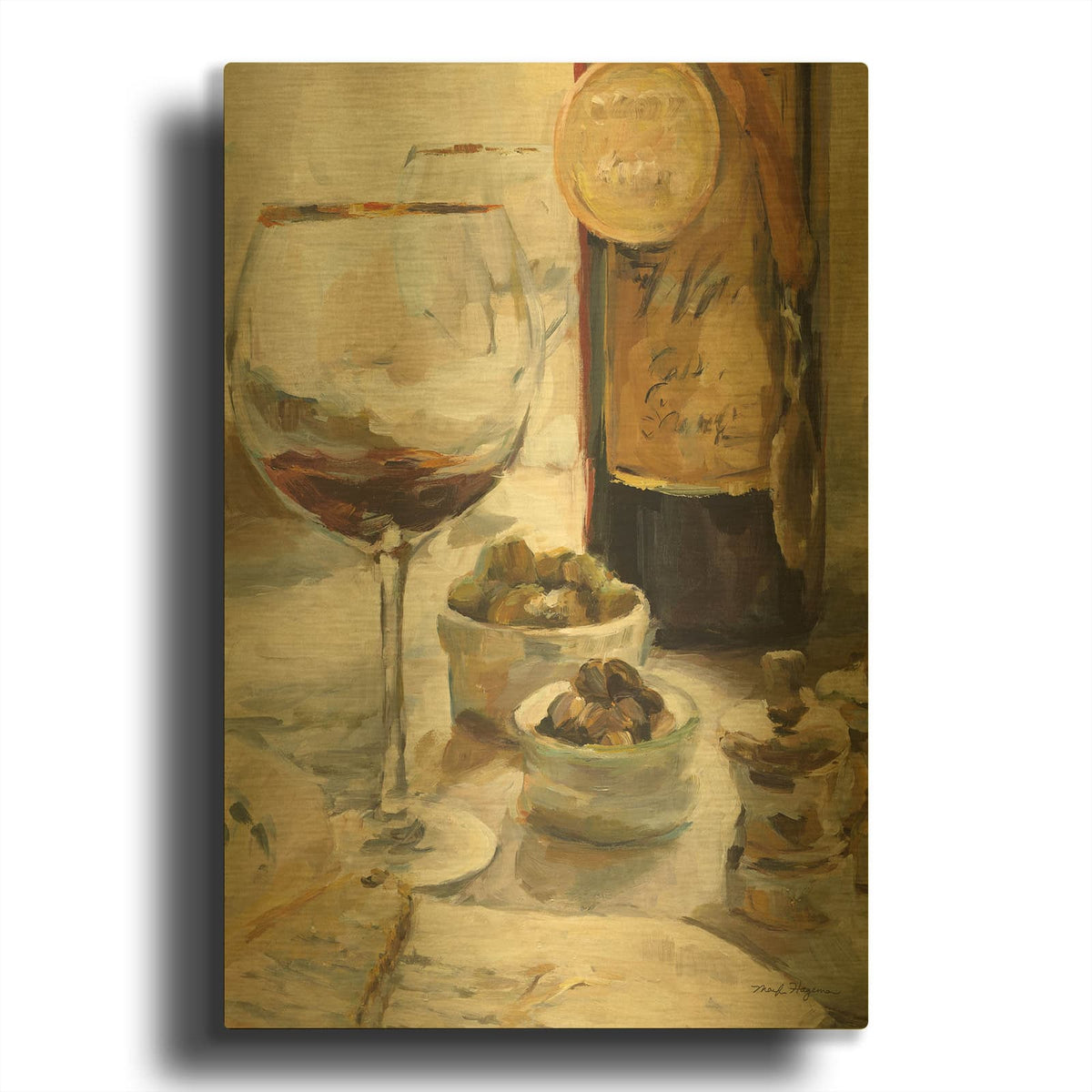 'Award Winning Wine I' By Marilyn Borglum Gold Metal Wall Art