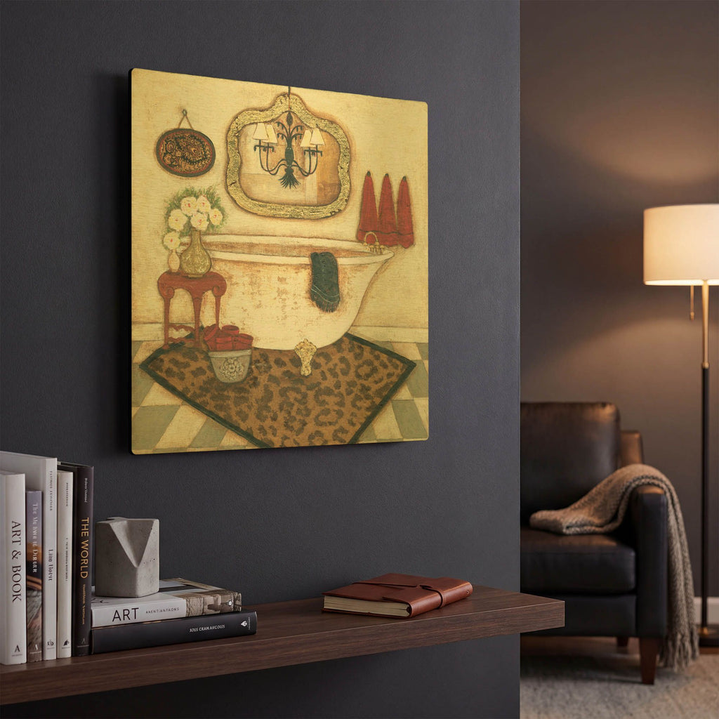 'Safari Bath II' By JD Gold Metal Wall Art