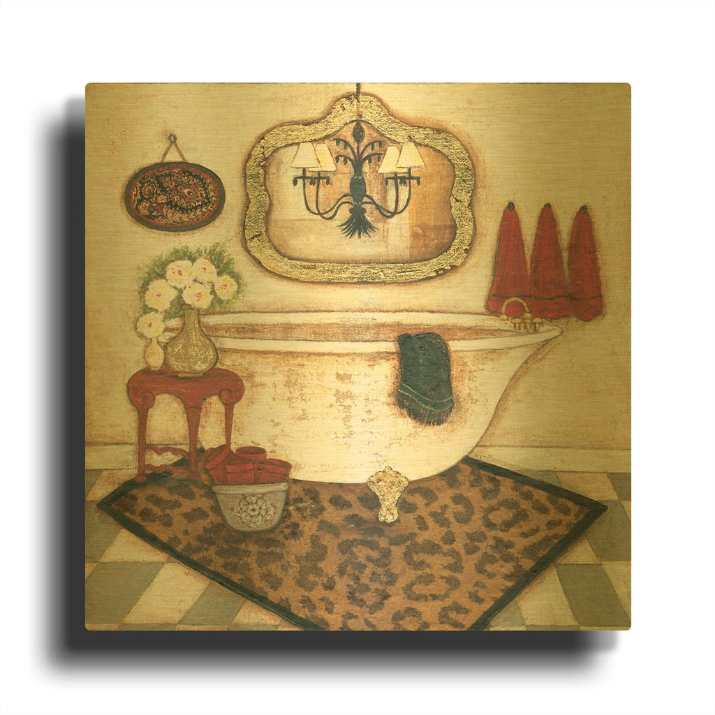 'Safari Bath II' By JD Gold Metal Wall Art
