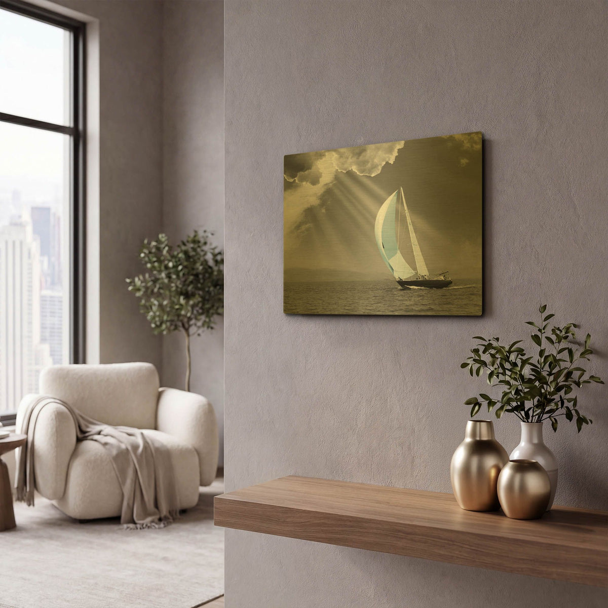 'Sailing' By JD Gold Metal Wall Art