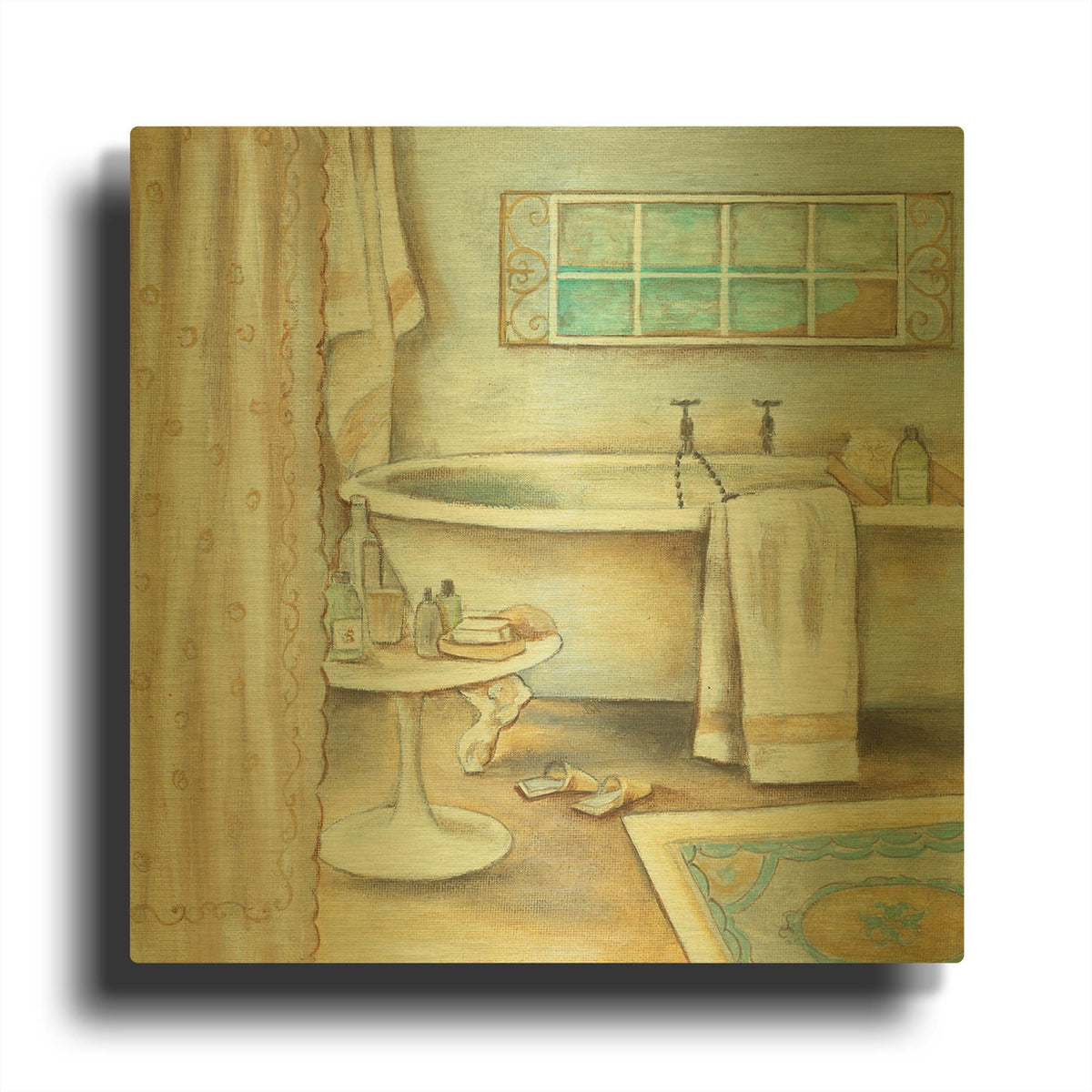 'Soft Bath I' By JD Gold Metal Wall Art