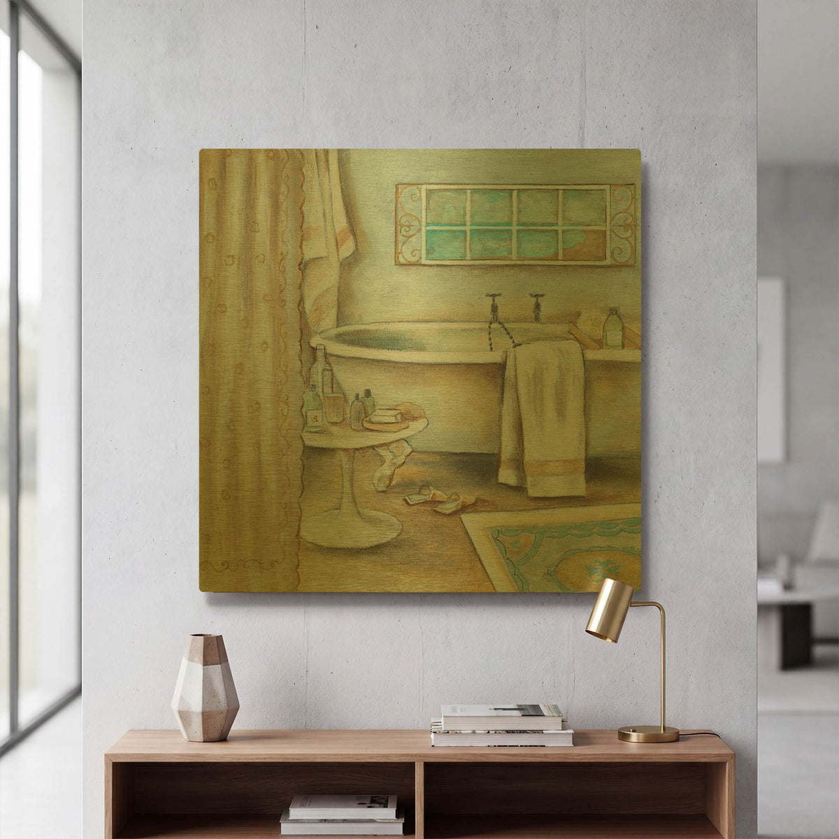 'Soft Bath I' By JD Gold Metal Wall Art