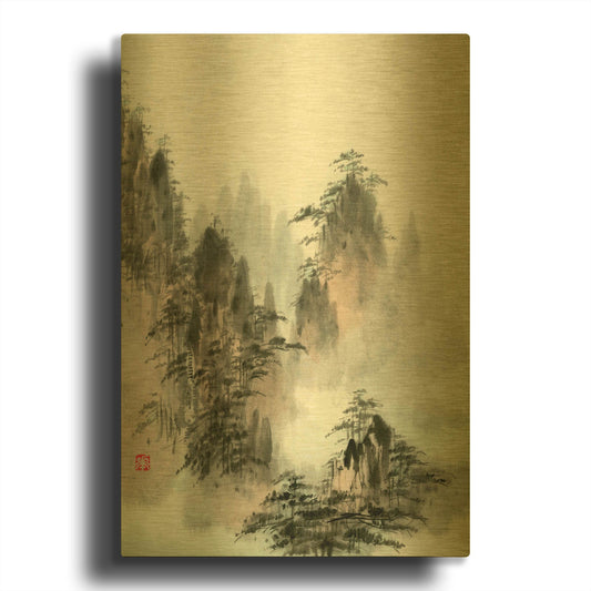 'Qi' By River Han Gold Metal Wall Art