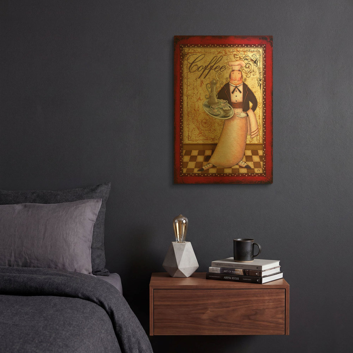 'Chef 1 Coffee' By Viv Eisner Gold Metal Wall Art