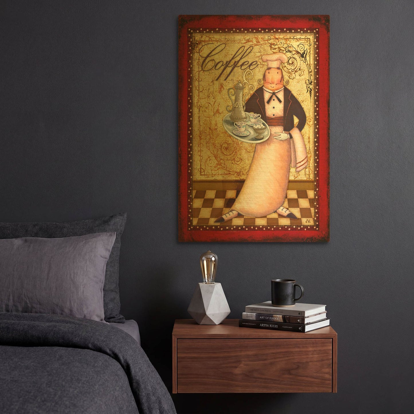 'Chef 1 Coffee' By Viv Eisner Gold Metal Wall Art
