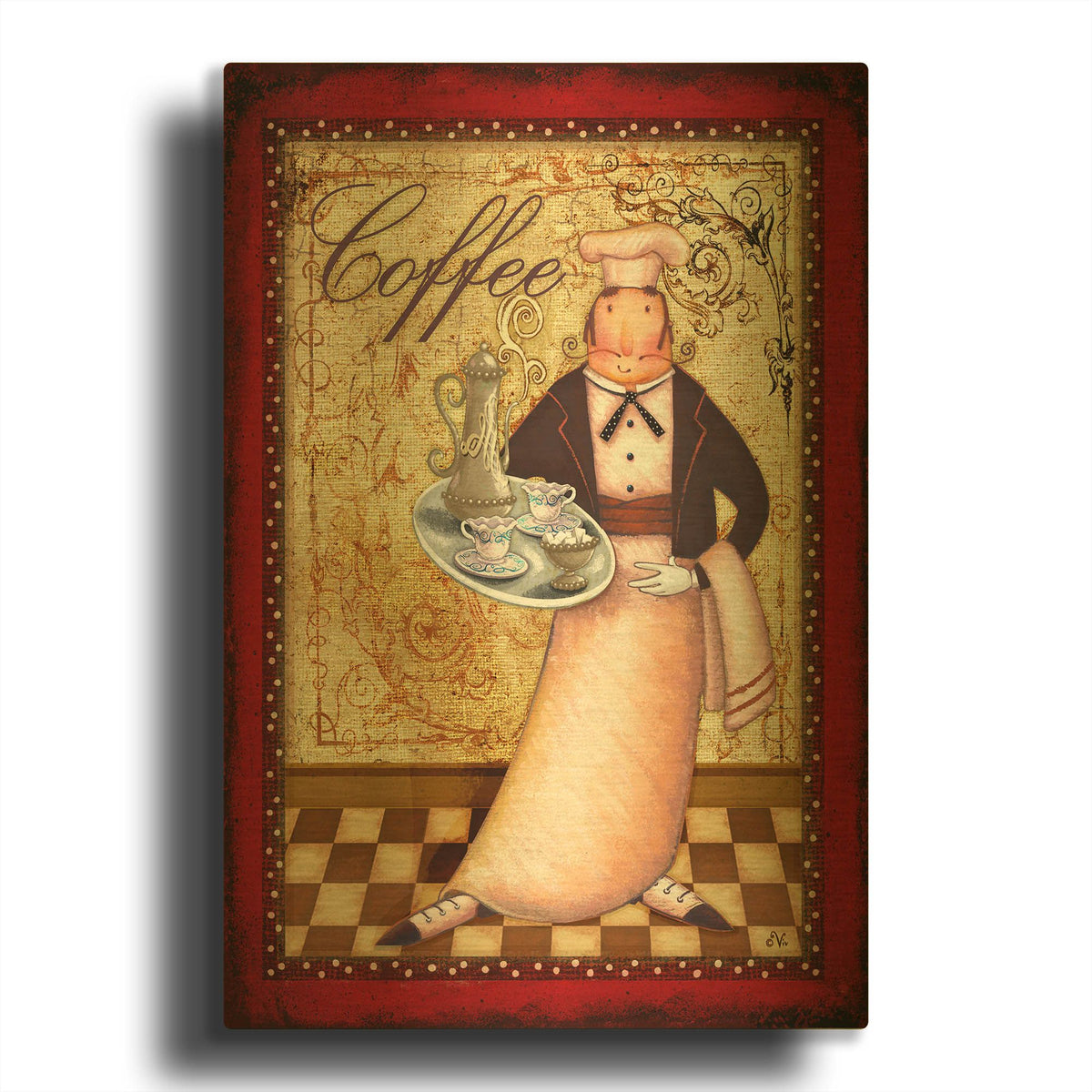 'Chef 1 Coffee' By Viv Eisner Gold Metal Wall Art