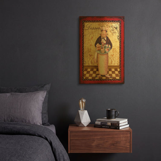 'Chef 2 Dessert' By Viv Eisner Gold Metal Wall Art