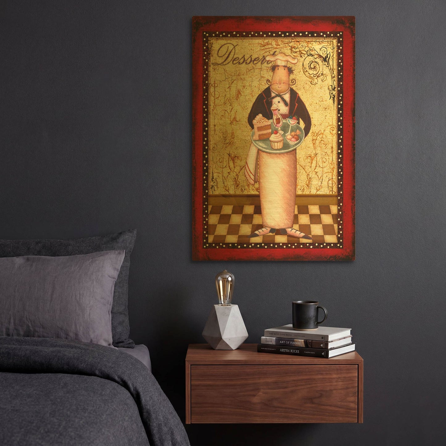 'Chef 2 Dessert' By Viv Eisner Gold Metal Wall Art