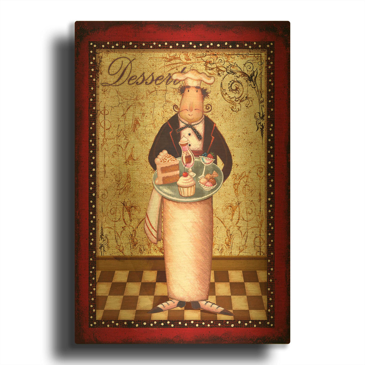 'Chef 2 Dessert' By Viv Eisner Gold Metal Wall Art