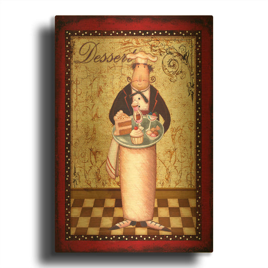'Chef 2 Dessert' By Viv Eisner Gold Metal Wall Art