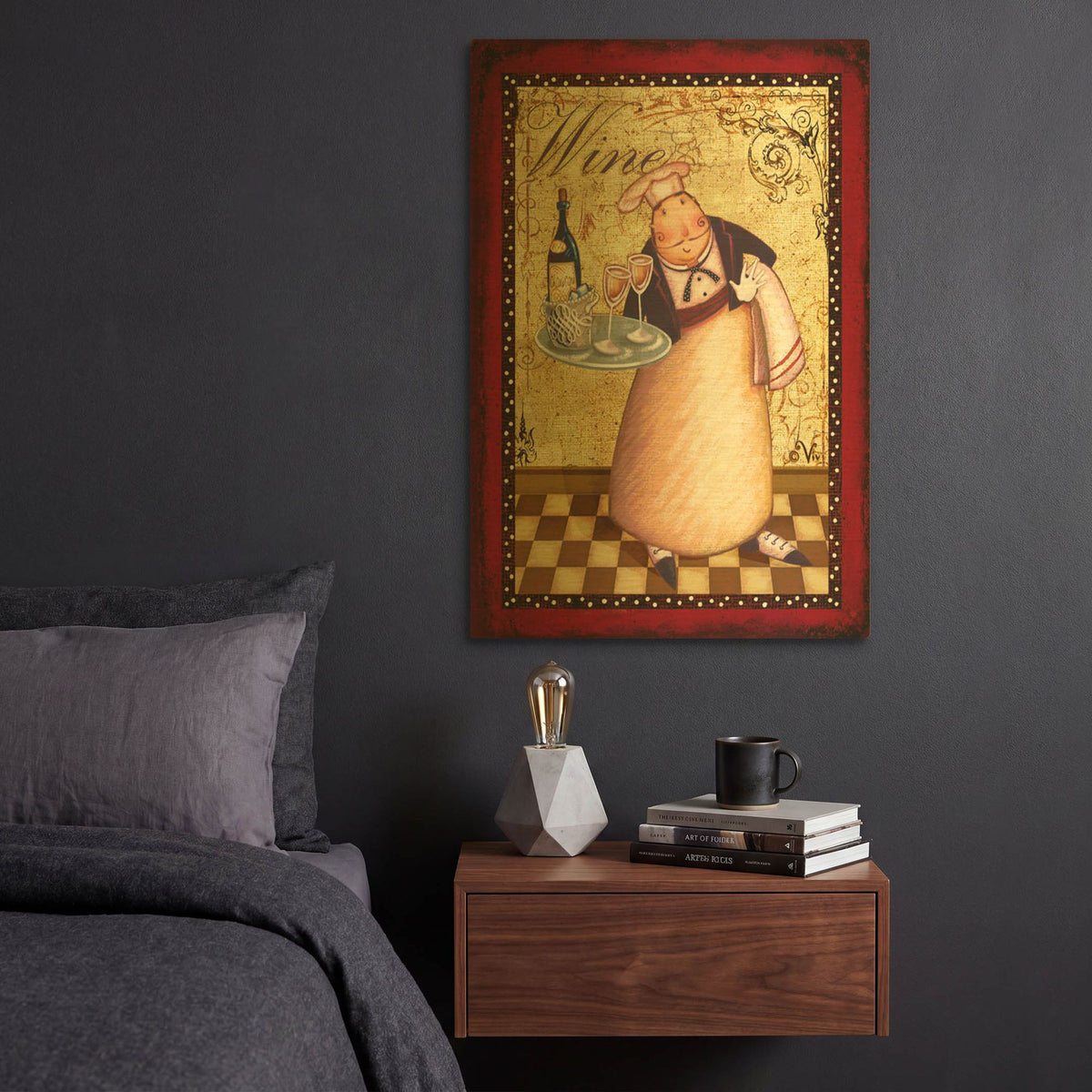 'Chef 4 Wine' By Viv Eisner Gold Metal Wall Art